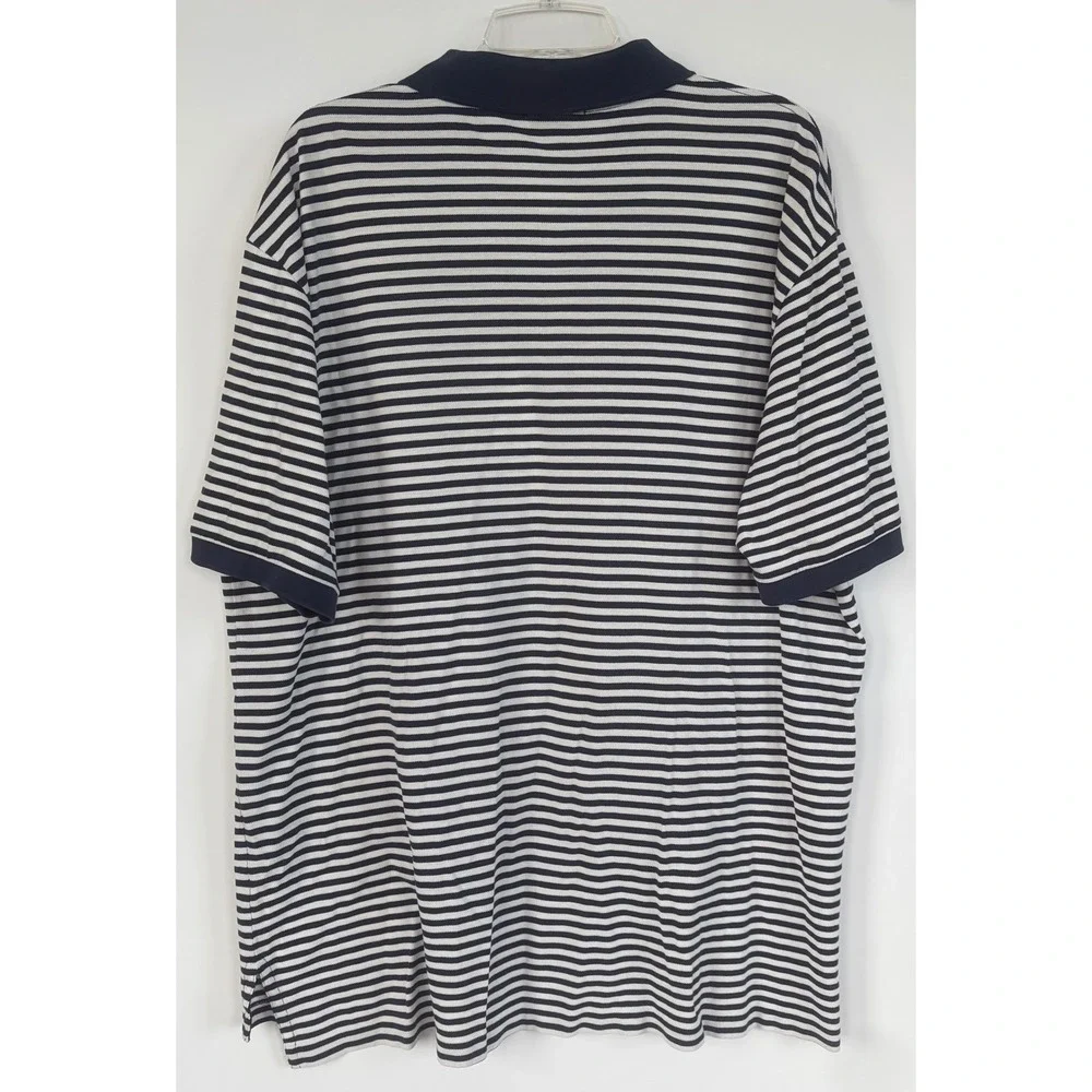 Polo Ralph Lauren Mens XLT Tall Navy White Striped Pima Cotton Polo Shirt  New